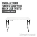 Houze 180Cm/6Ft Hdpe Folding Table With Black Legs (White)