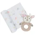 Living Textiles Jersey Swaddle & Rattle Ava The Fawn