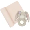 Living Textiles Jersey Swaddle & Rattle Floral The Bunny