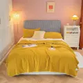 Sweet Home Waffle Flannel Fleece Blanket-Super Single(Yellow)