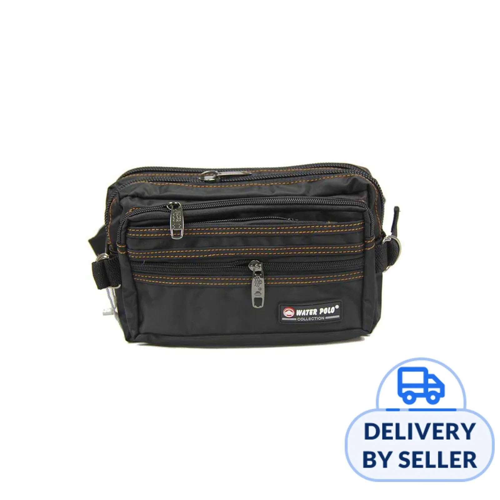 Black Courtly 6-Pocket Waist Pouch Bumbag