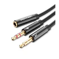 สายแปลง Vention 2X3.5mm Male to 4 Pole 3.5mm Female Audio Cable 0.3M Black