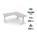 โต๊ะปรับระดับ Ergotrend Sit 2 Stand GEN4 L-Shape 75x180 Adjustable Desk White Top + White Frame