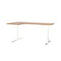 โต๊ะปรับระดับ Bewell Ergonomic L-Shaped 60x160 Adjustable Desk Walnut Top + White Frame