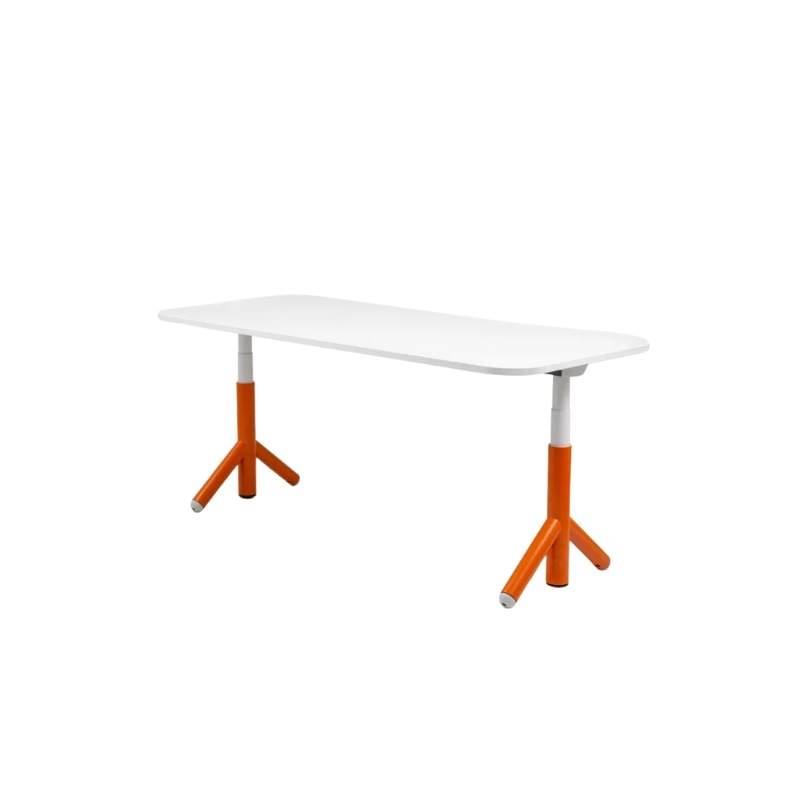 โต๊ะปรับระดับ Steelcase FLEX 70x160 Adjustable Desk Top White + Orange Frame