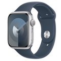 Apple Watch Series 9 รุ่น GPS | ตัวเรือนอะลูมิเนียม สีเงิน 45 มม. | สายแบบ Sport Band สีน้ำเงินสตอร์มบลู ขนาด S/M