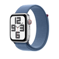 Apple Watch SE รุ่น GPS + Cellular | ตัวเรือนอะลูมิเนียม สีเงิน 44 มม. | สายแบบ Sport Loop สีฟ้าวินเทอร์