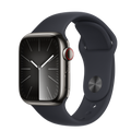 Apple Watch Series 9 รุ่น GPS + Cellular | ตัวเรือนสแตนเลสสตีล สีกราไฟต์ 41 มม. | สายแบบ Sport Band สีมิดไนท์ ขนาด M/L
