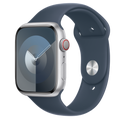 Apple Watch Series 9 รุ่น GPS + Cellular | ตัวเรือนอะลูมิเนียม สีเงิน 45 มม. | สายแบบ Sport Band สีน้ำเงินสตอร์มบลู ขนาด M/L