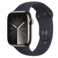 Apple Watch Series 9 รุ่น GPS + Cellular | ตัวเรือนสแตนเลสสตีล สีกราไฟต์ 45 มม. | สายแบบ Sport Band สีมิดไนท์ ขนาด M/L