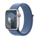 Apple Watch Series 9 รุ่น GPS + Cellular | ตัวเรือนอะลูมิเนียม สีเงิน 41 มม. | สายแบบ Sport Loop สีฟ้าวินเทอร์