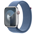 Apple Watch Series 9 รุ่น GPS + Cellular | ตัวเรือนอะลูมิเนียม สีเงิน 45 มม. | สายแบบ Sport Loop สีฟ้าวินเทอร์
