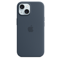 Apple เคสซิลิโคนสำหรับ iPhone 15 พร้อม MagSafe - สีน้ำเงินสตอร์มบลู