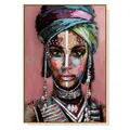 50cmx70cm African woman II Gold Frame Canvas Wall Art