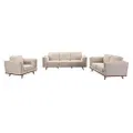 3+2+1 Seater Sofa Beige Fabric Lounge Set for Living Room Couch with Wooden Frame