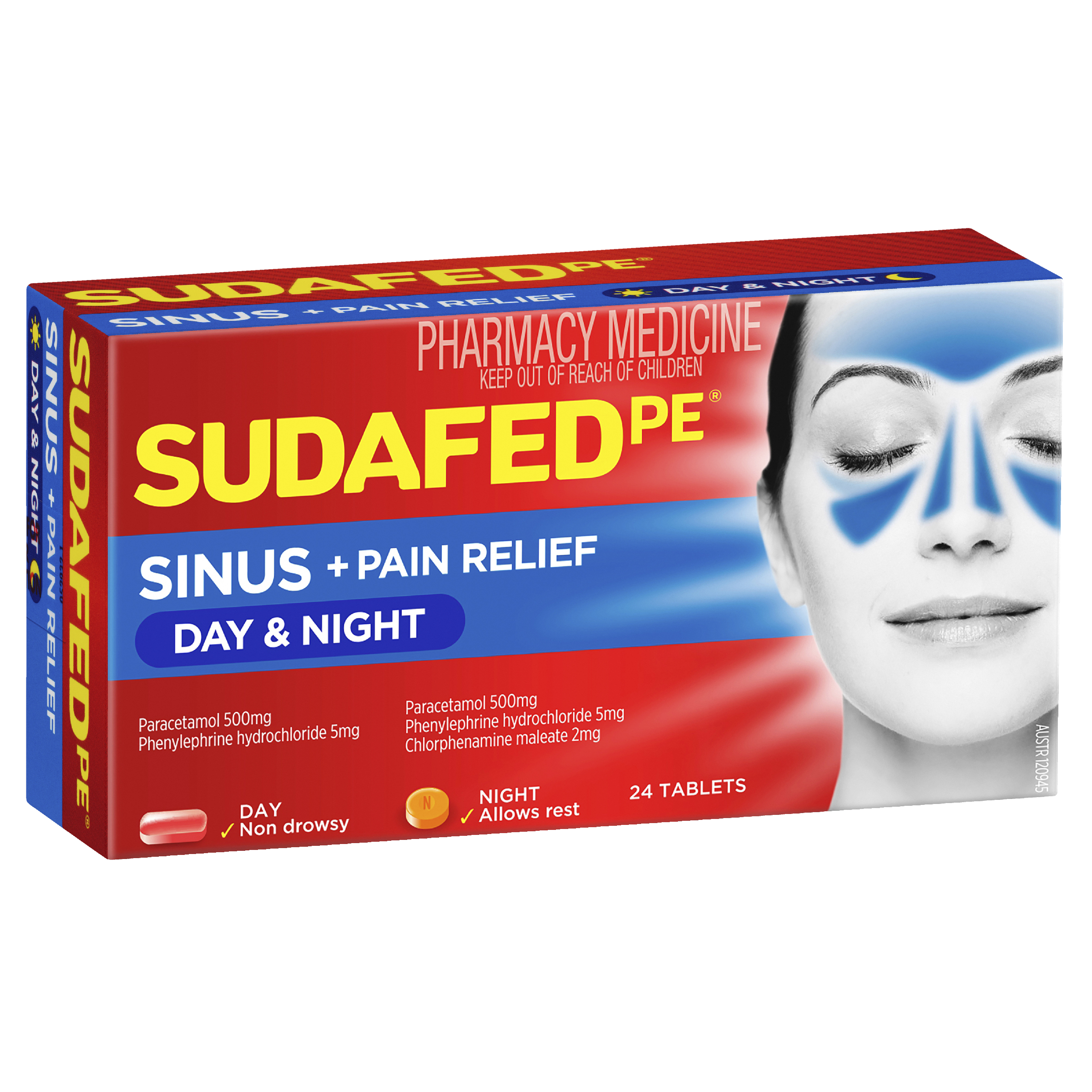 Sudafed Sinus + Pain Relief Day & Night Tablets 24 Pack