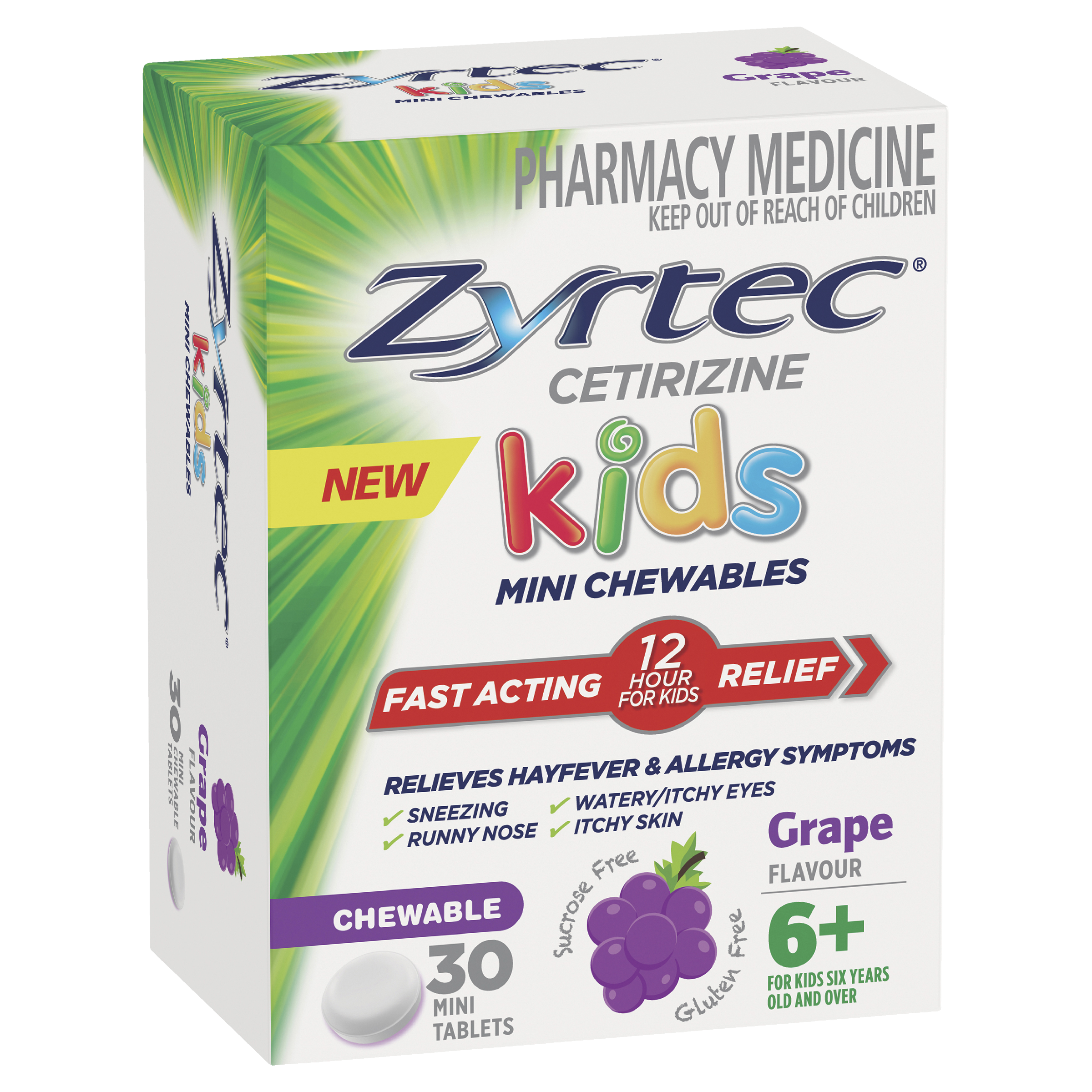 Zyrtec Kids Chewable Grape 30 Tablets