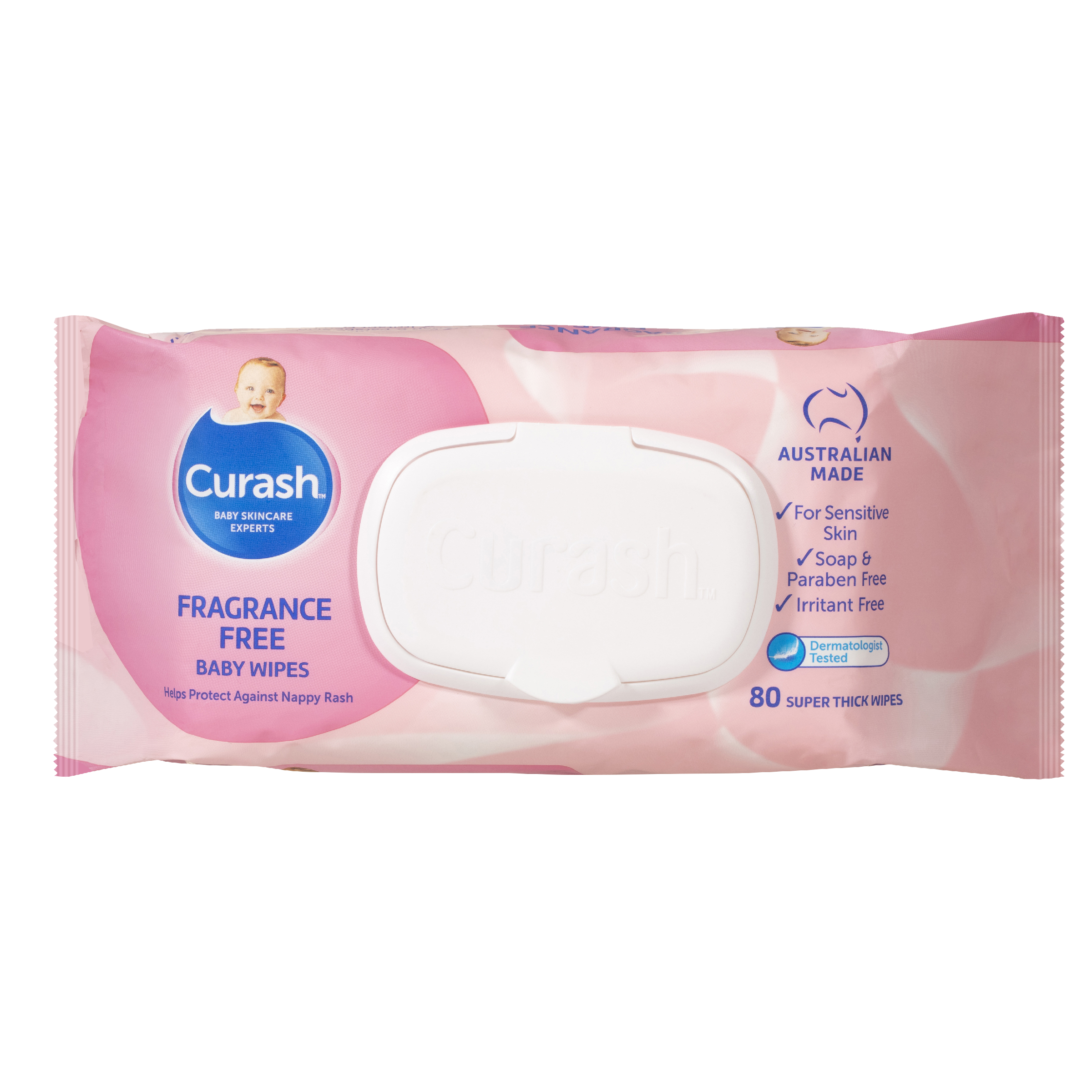 Curash Fragrance Free Baby Wipes 80 Pack