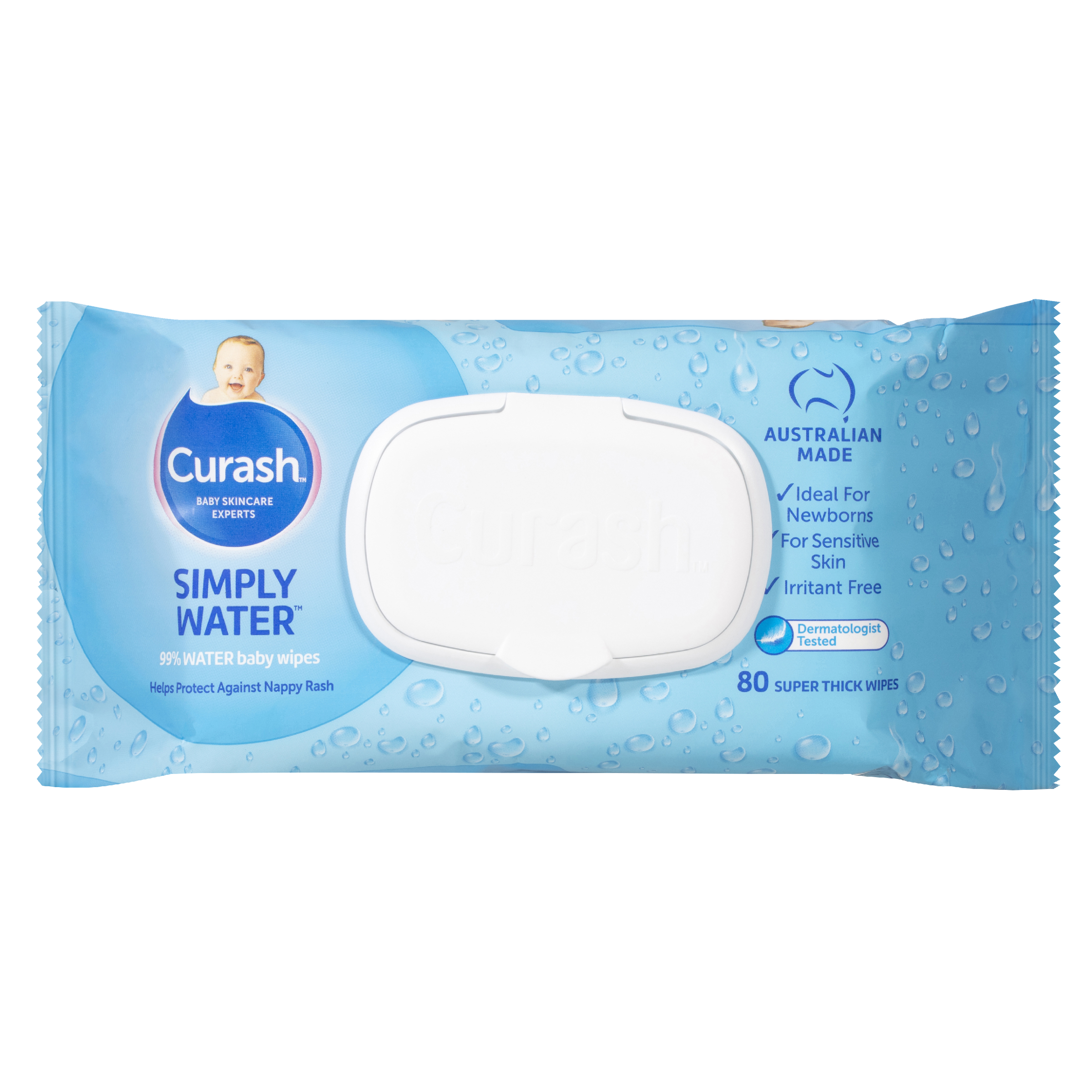 Curash Simply Water Baby Wipes 80 Pack
