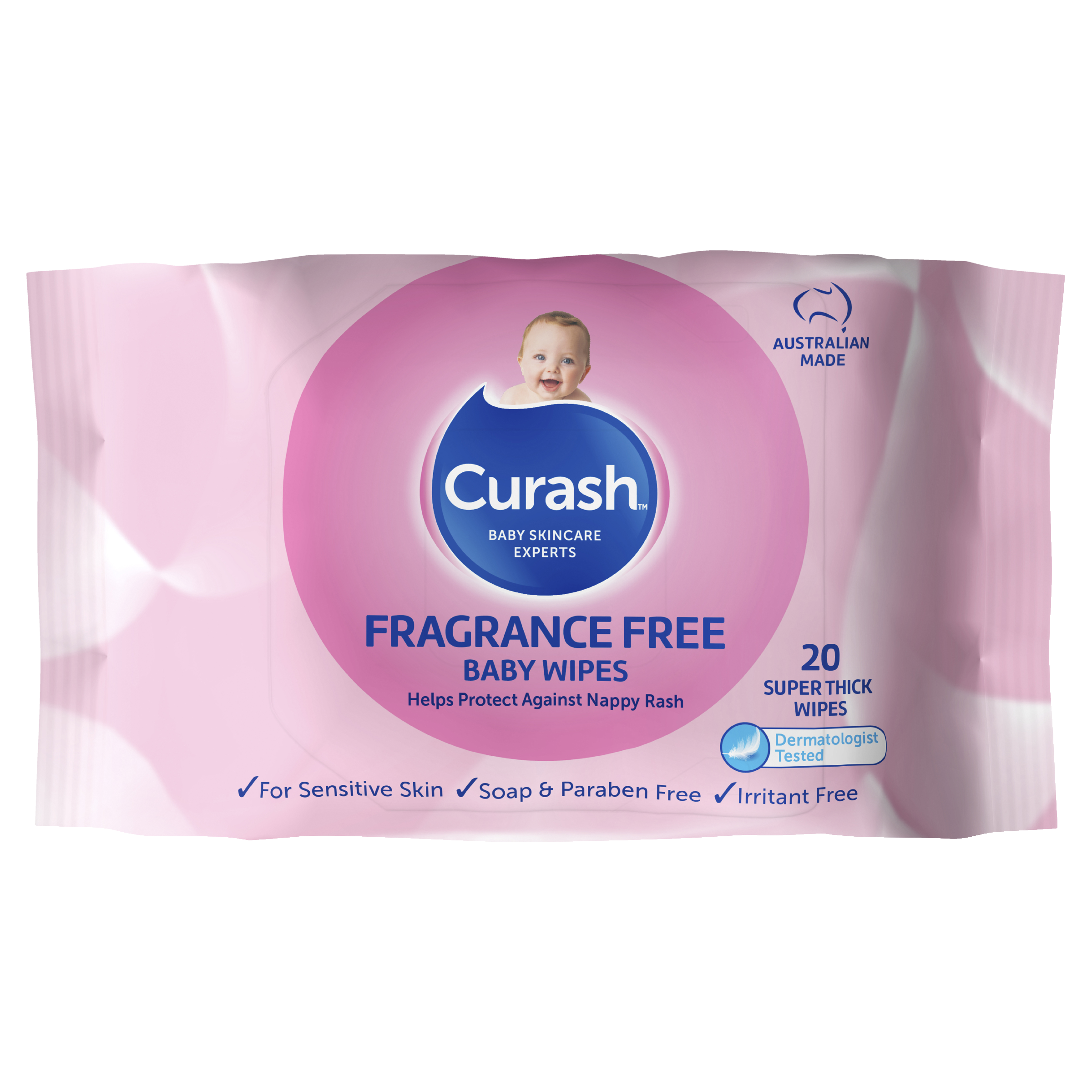 Curash Fragrance Free Baby Wipes 20 Pack