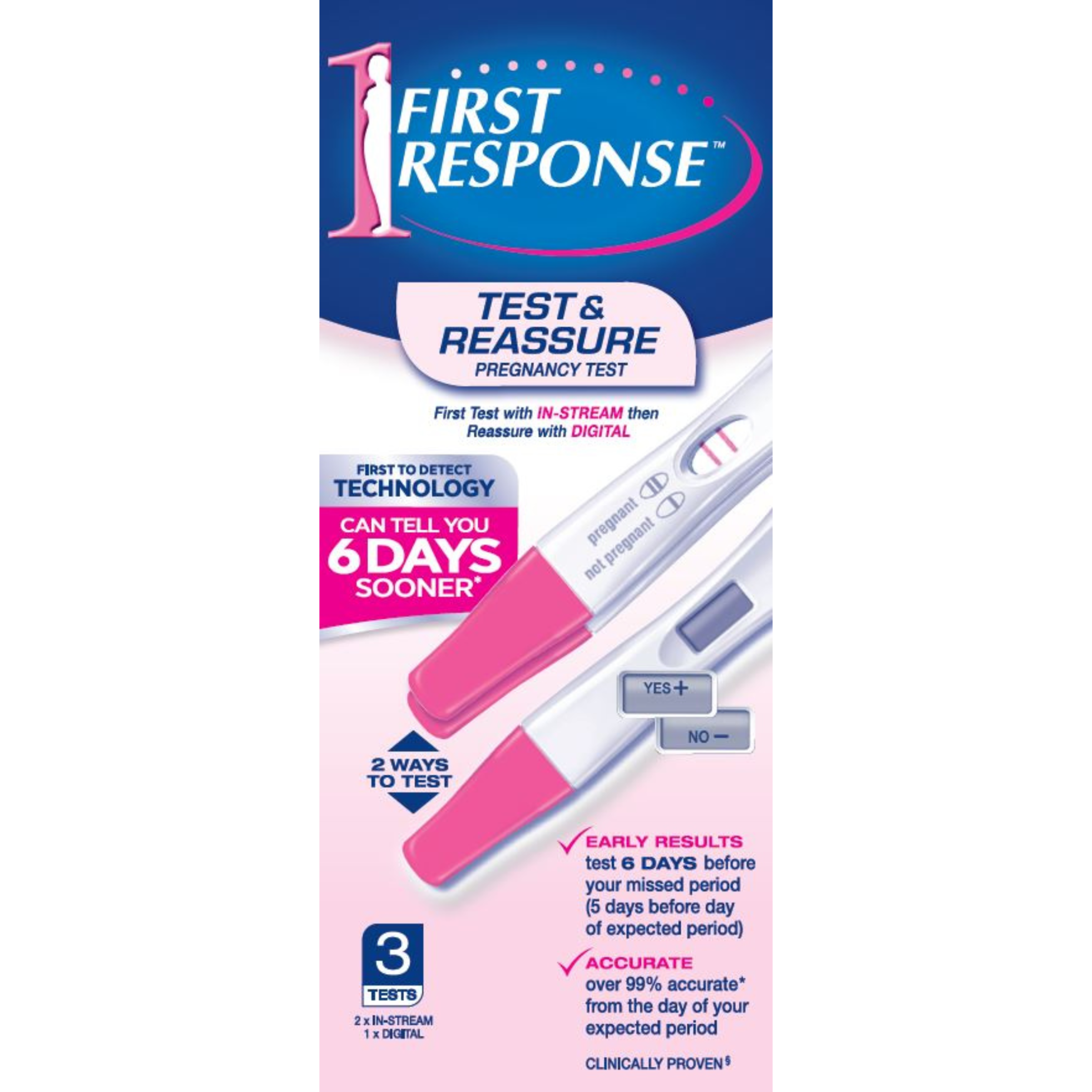 First Response Test & Reassure Pregnancy Test - 3 Pack