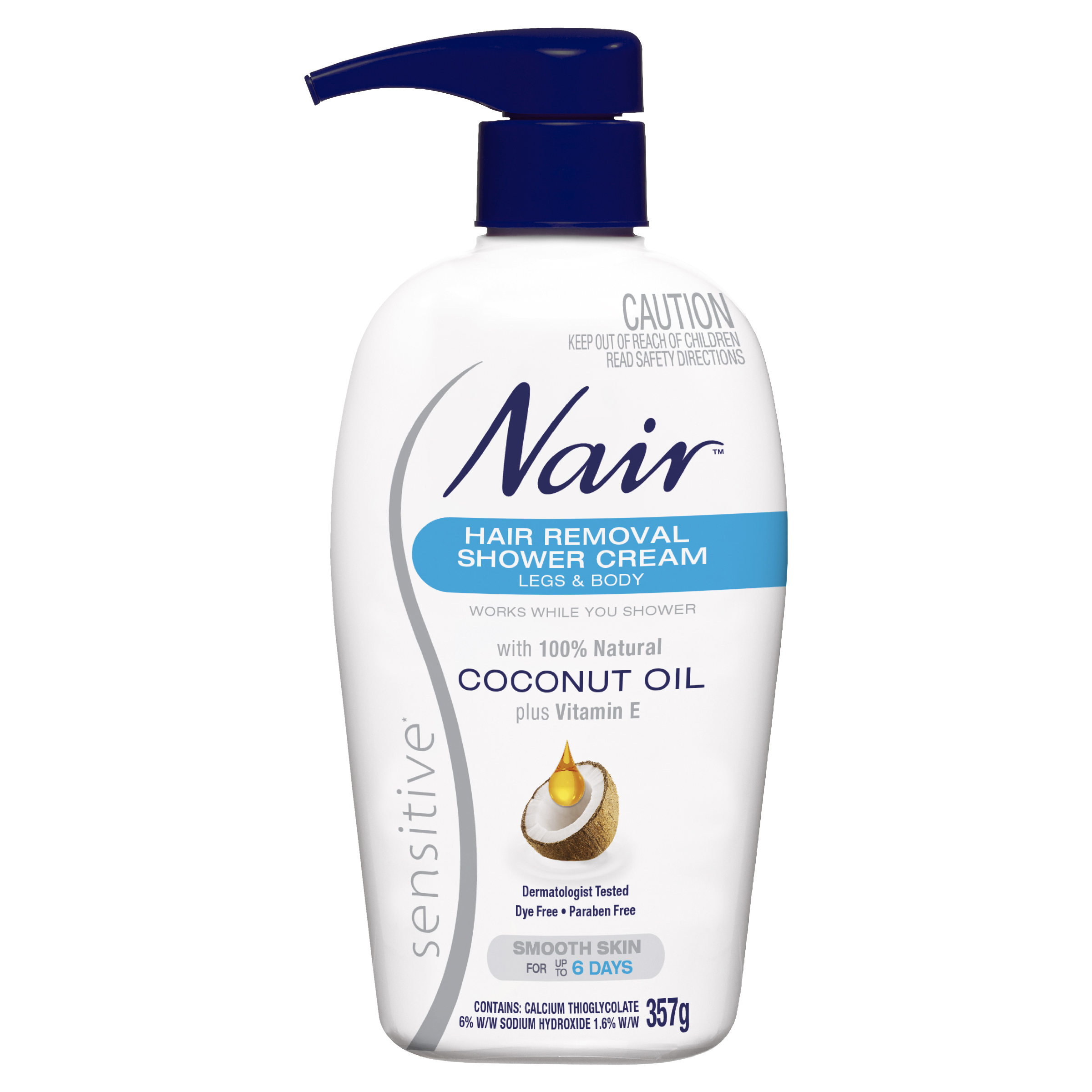 Nair Sensitive Hair Removal Shower Cream with Coconut Oil - 357g