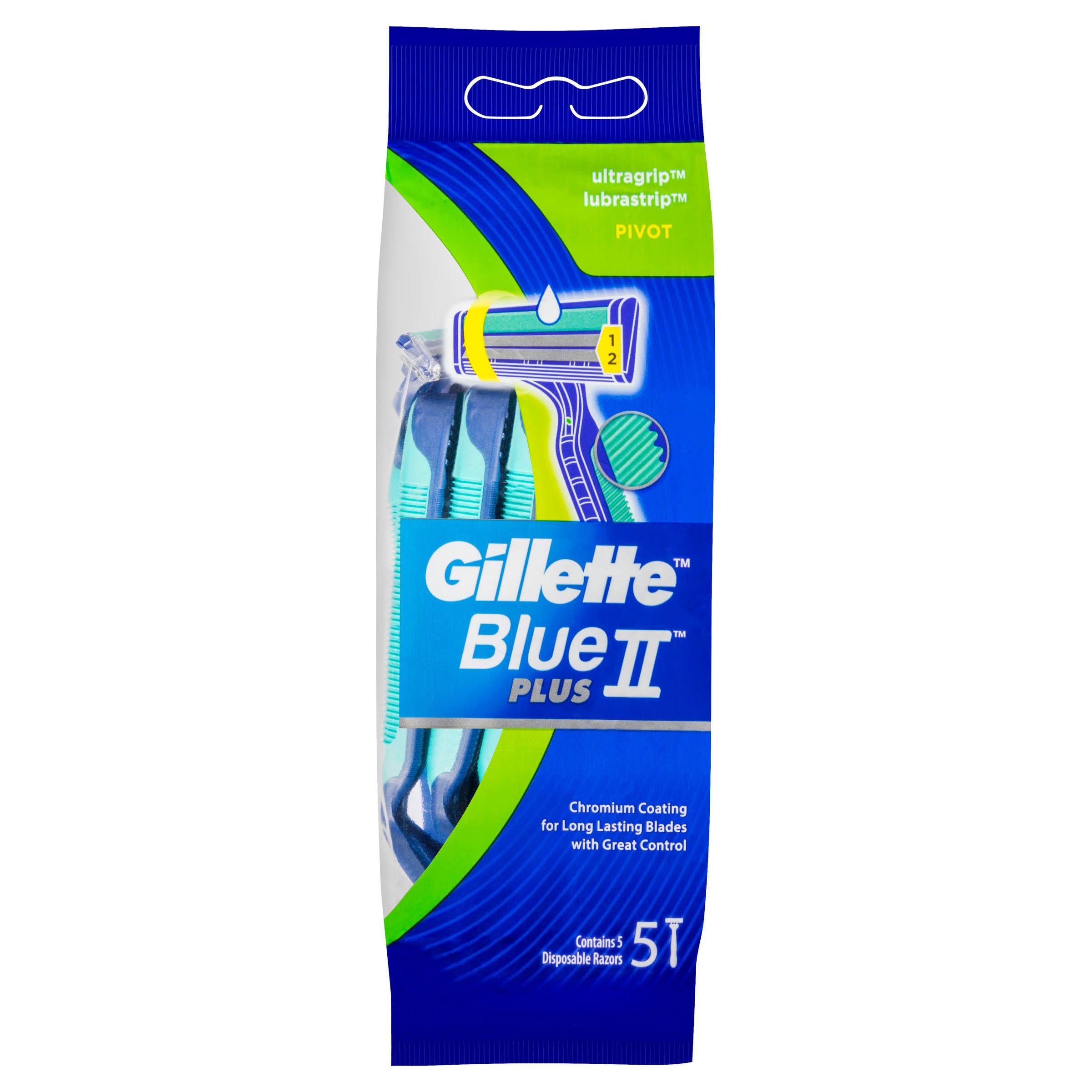 Gillette Blue II UltraGrip Pivot Disposable Shaving Razor 5 Pack