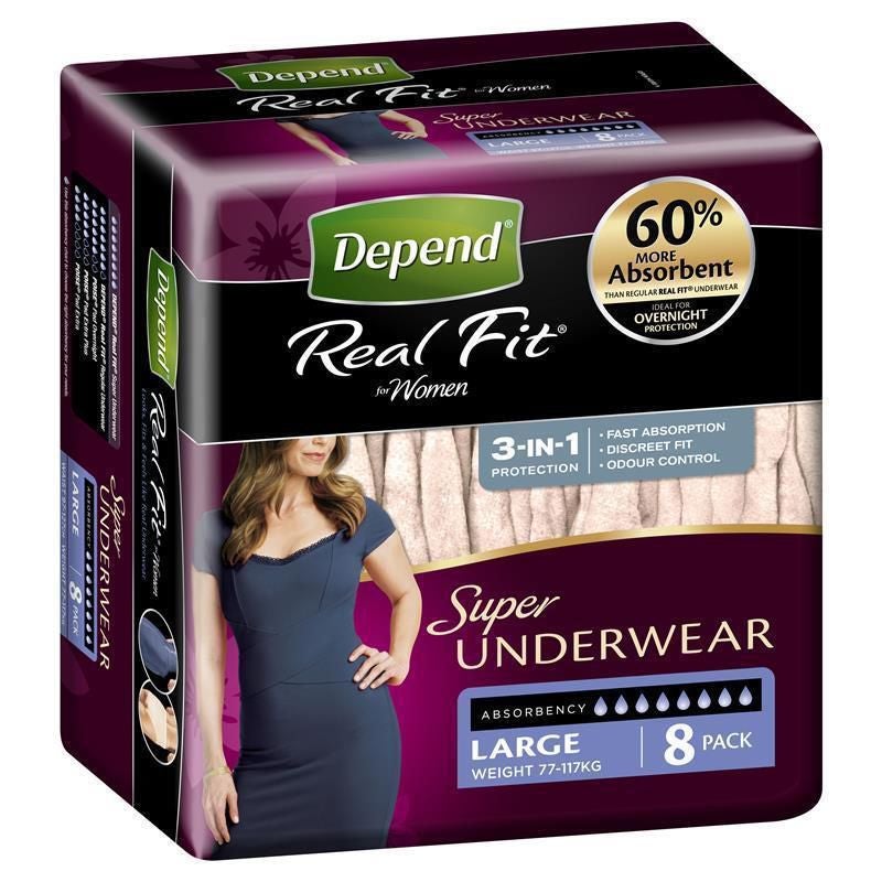 Depend Real Fit Underwear Women Super Large - 8 Pack