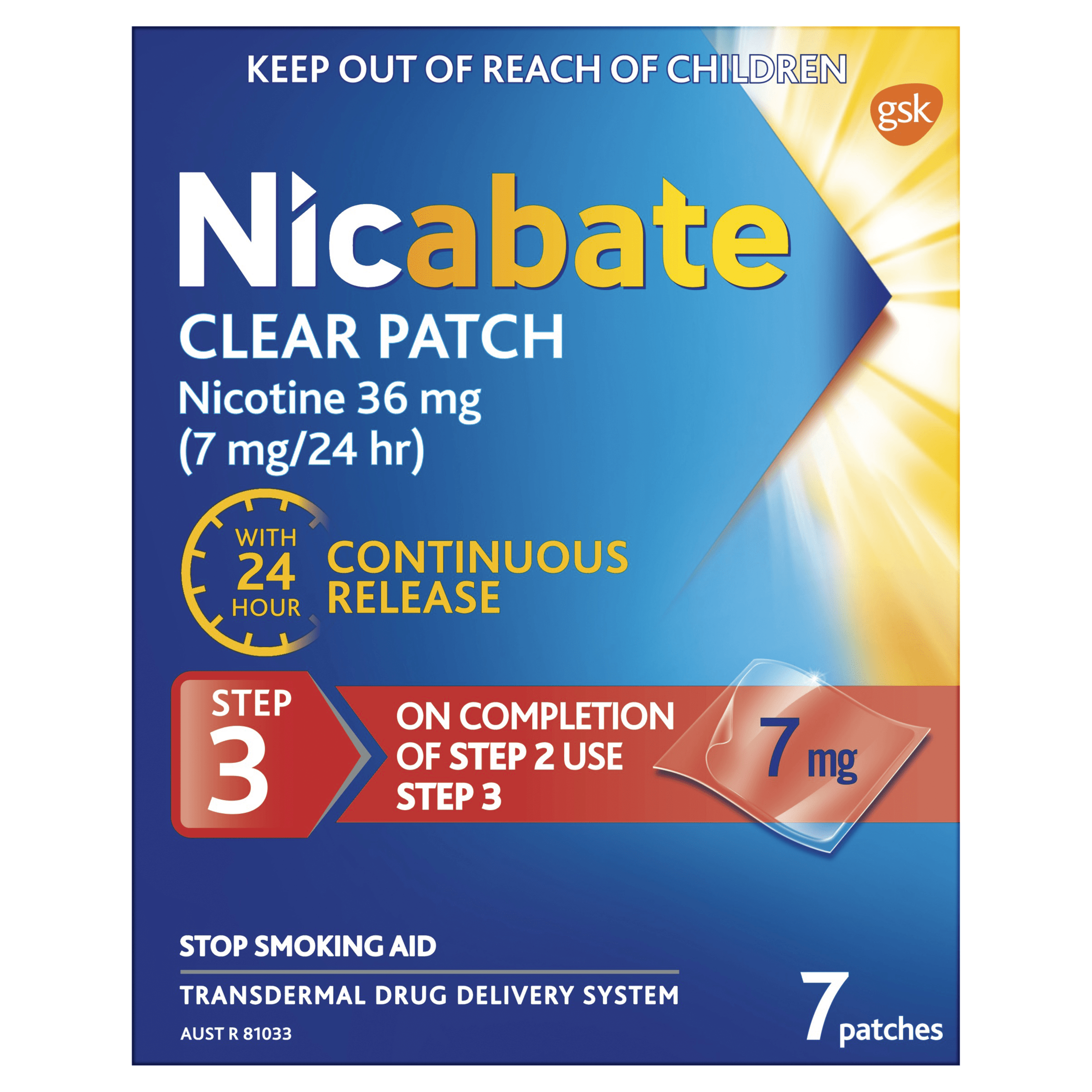 Nicabate Clear Patch Step 3 7mg 7 Pack