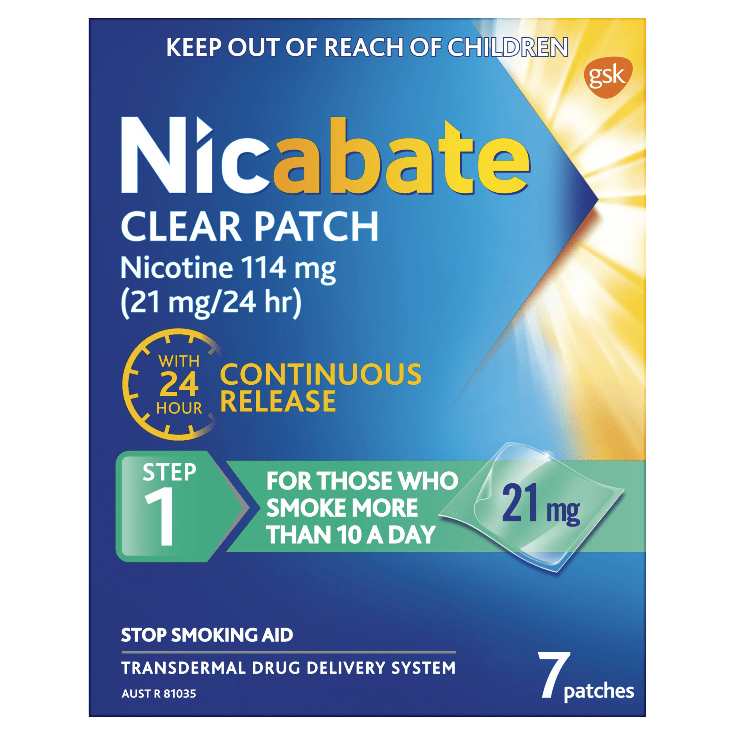 Nicabate Clear Patch Step 1 - 21mg (7 Pack)