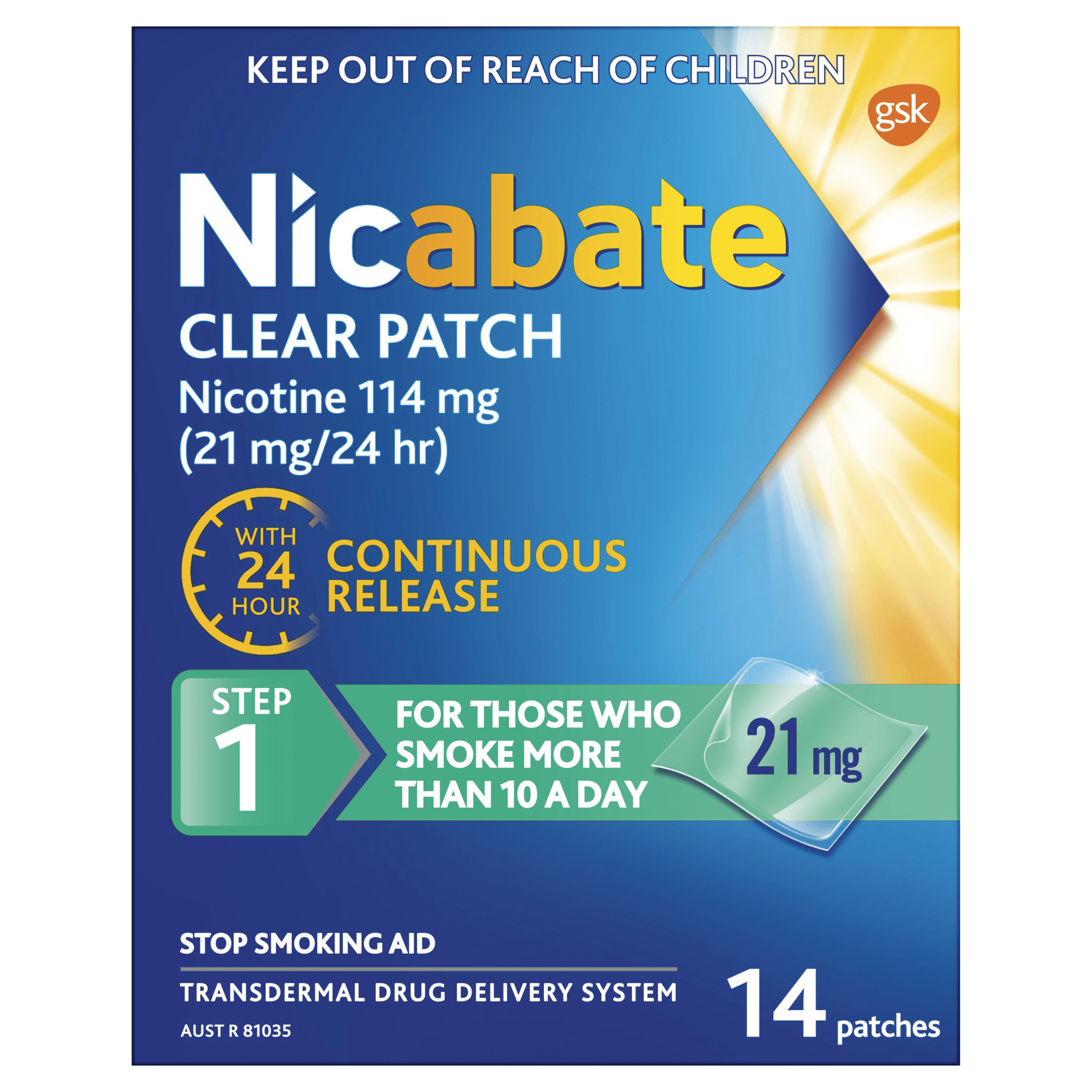 Nicabate Clear Patch 21mg - 14 Pack
