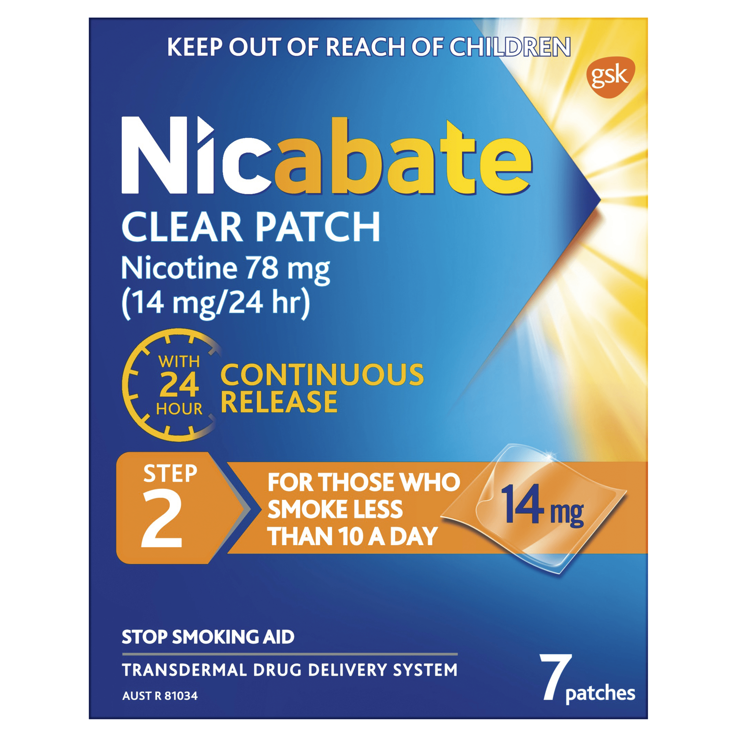 Nicabate Clear Patch Step 2 14mg - 7 Pack