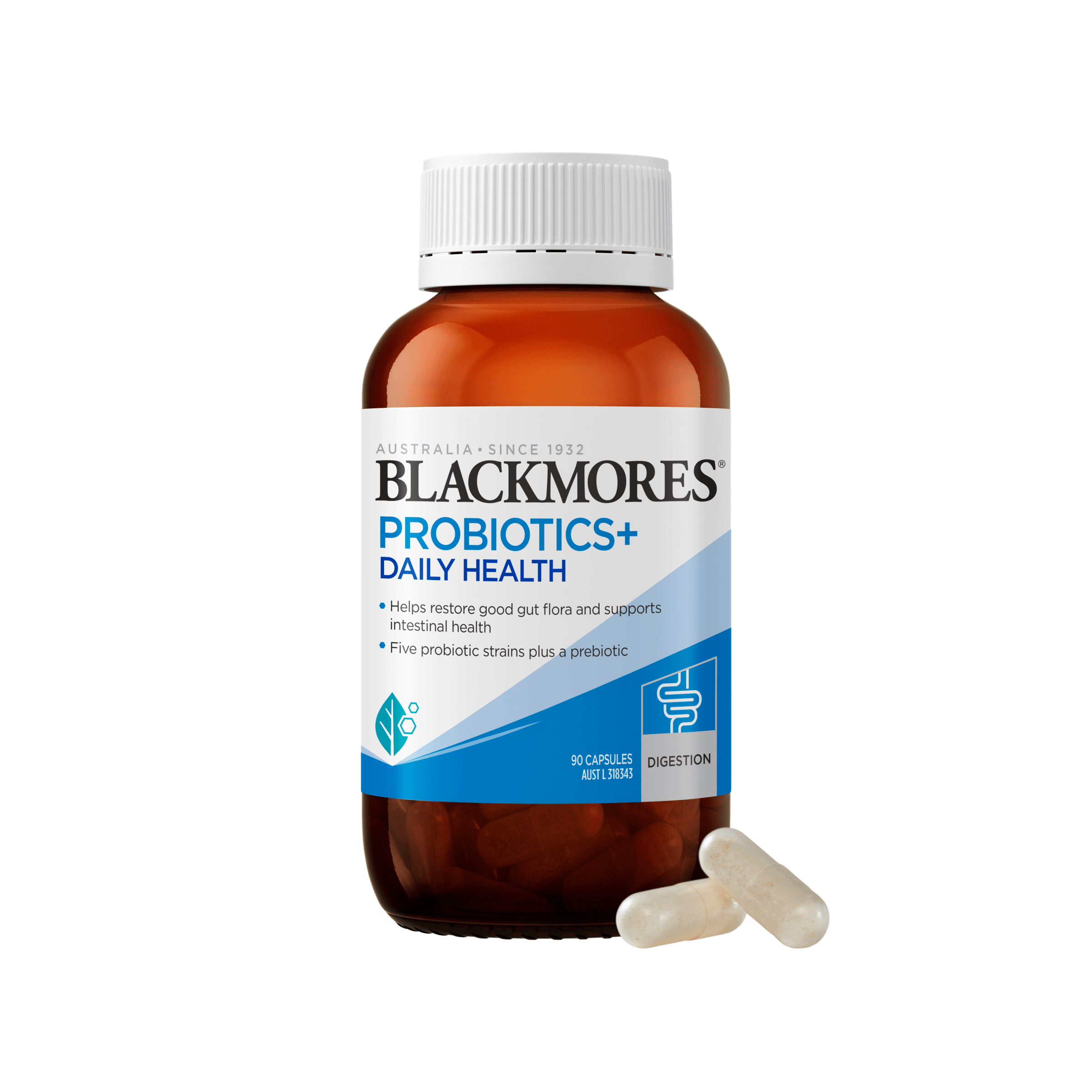 Blackmores Probiotics+ Daily Health – 90 Capsules for Digestive and Immune Support