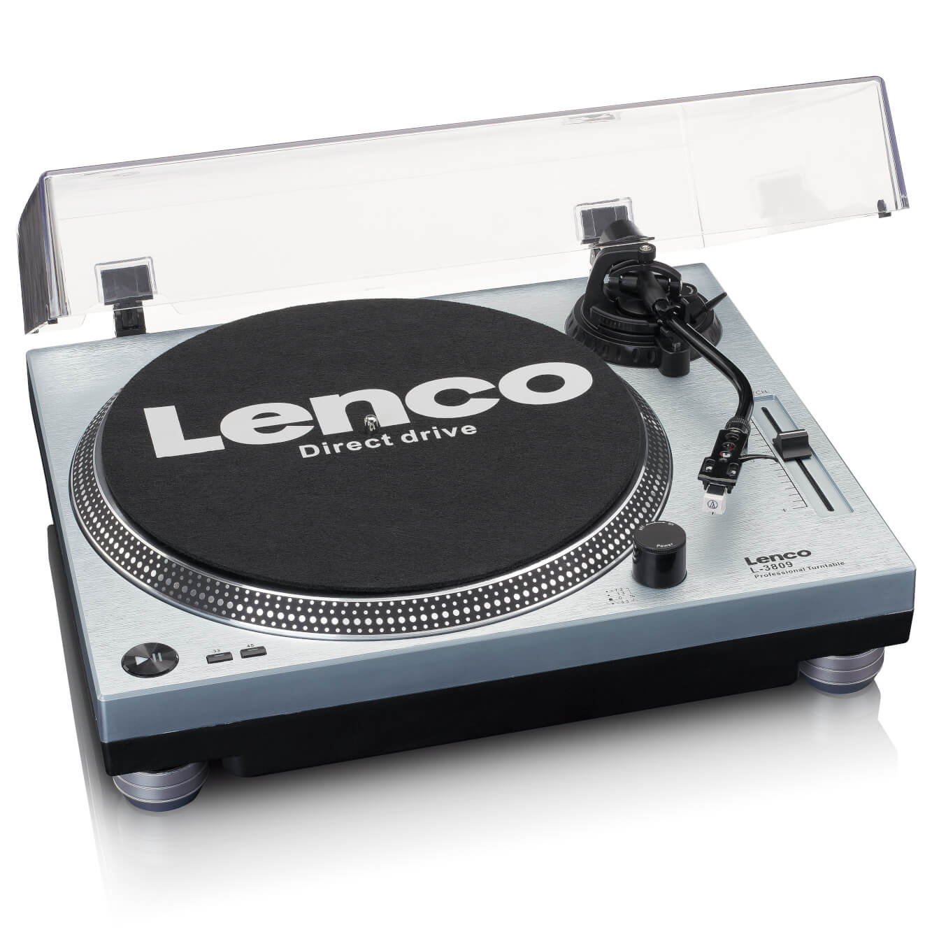Lenco L-3809 Professional direct-drive turntable with Pitch control - Metallic