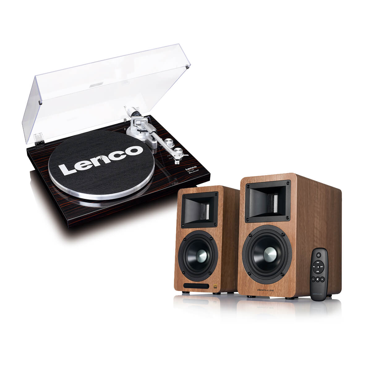 Turntable & Active Speaker Package Airpulse A80 with Lenco LBT-188