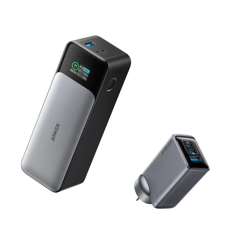 Anker 737 Power Bank (PowerCore 24K) and Anker Prime Charger (100W, 3 Ports, GaN)
