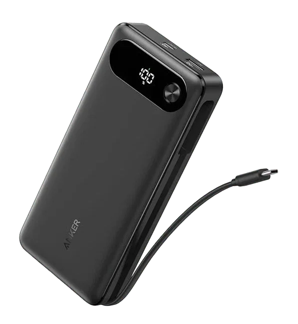 Anker Power Bank (20K, 87W, Built-In USB-C Cable) Black