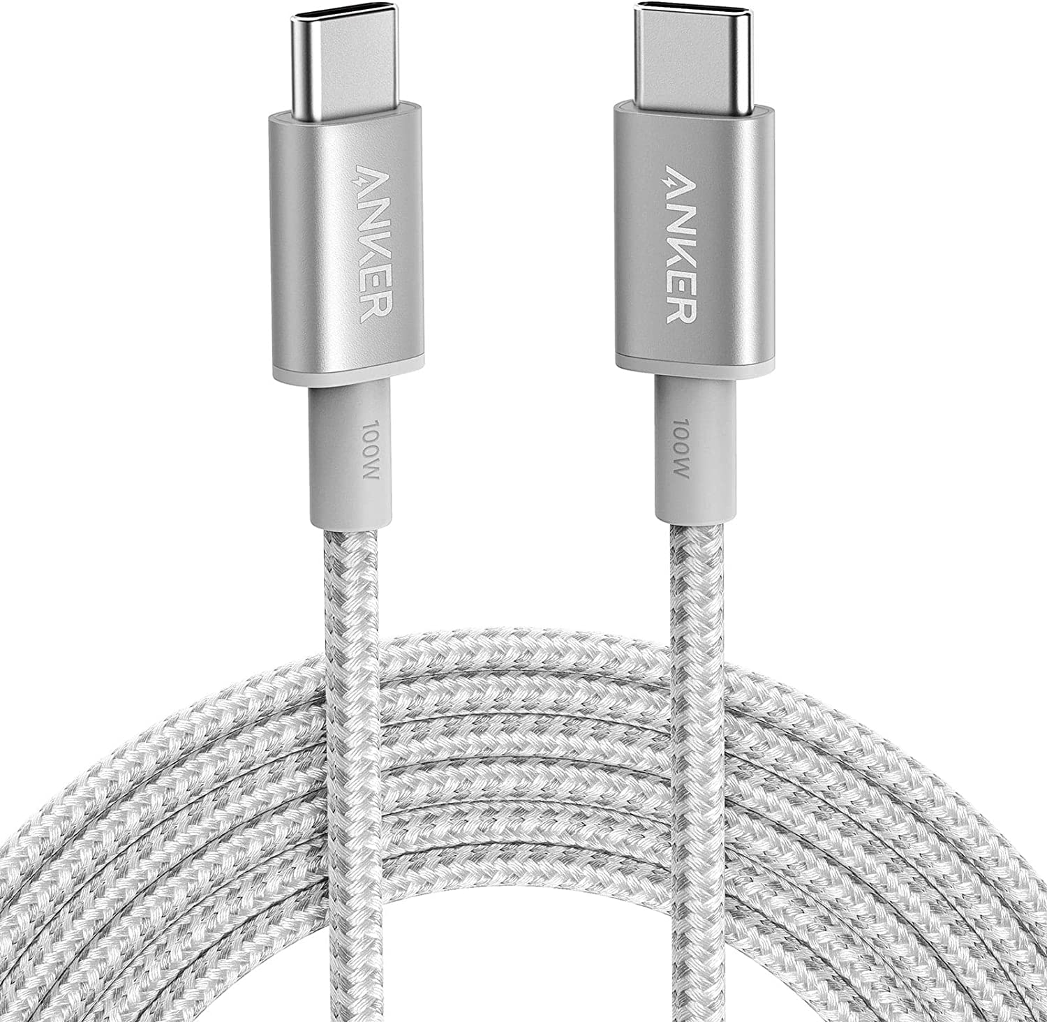 Anker Nylon USB-C to USB-C 100W Cable (3 Meters) Silver