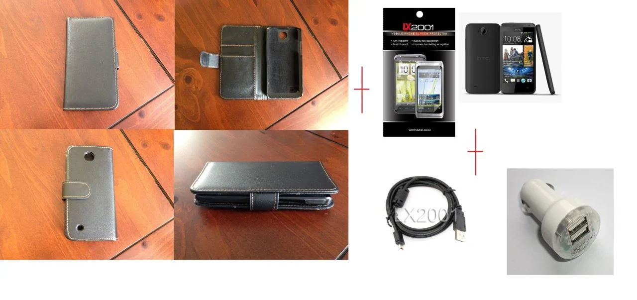 HTC Desire 300 Case DUAL USB Car Charger PC Cable Default