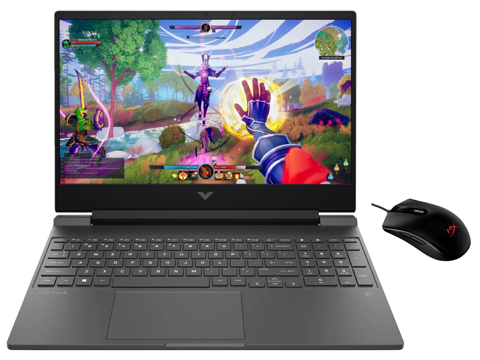 HP Victus 15.6 inch Gaming Laptop 15-fa2714TX, Silver + HyperX Pulsefire Core - Gaming Mouse (Black)