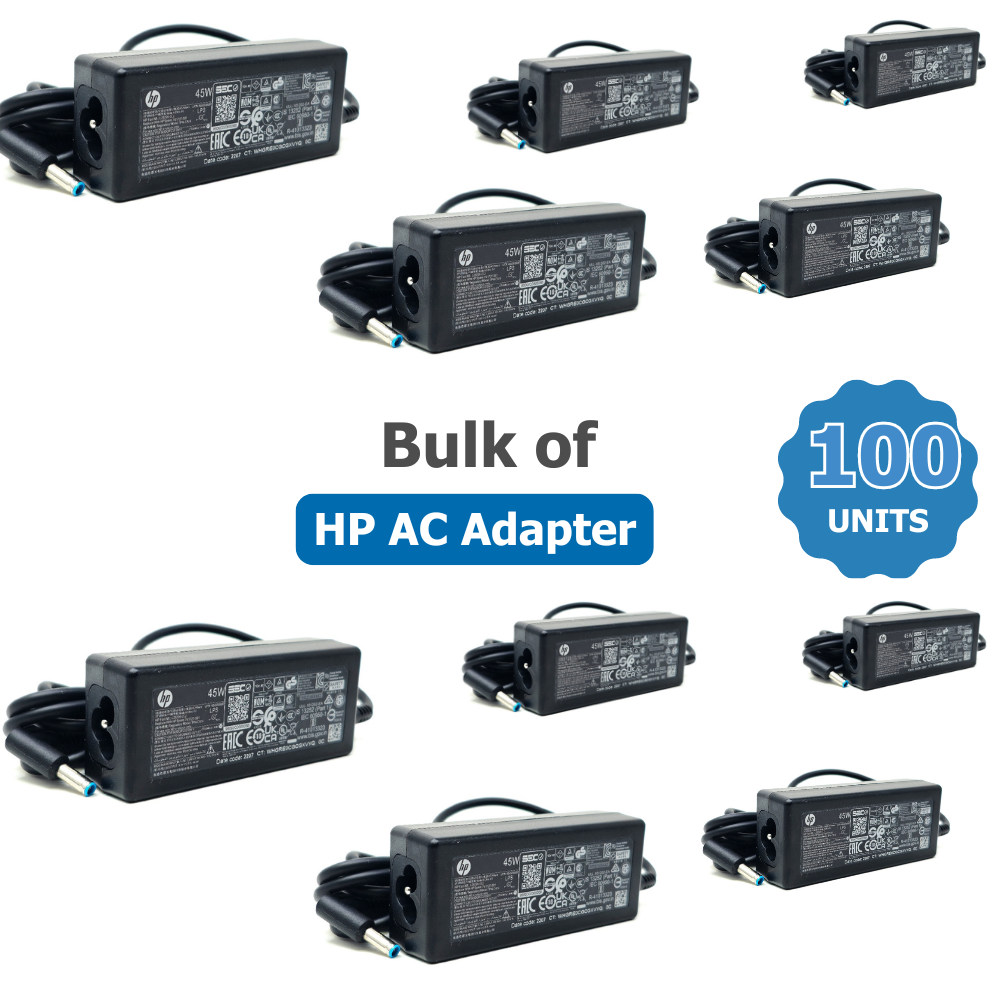 Bulk of 100x Genuine HP AC Adapter 741727-001 45W Power Supply, 19.5V - 2.31A (Blue Tip) for HP Notebook