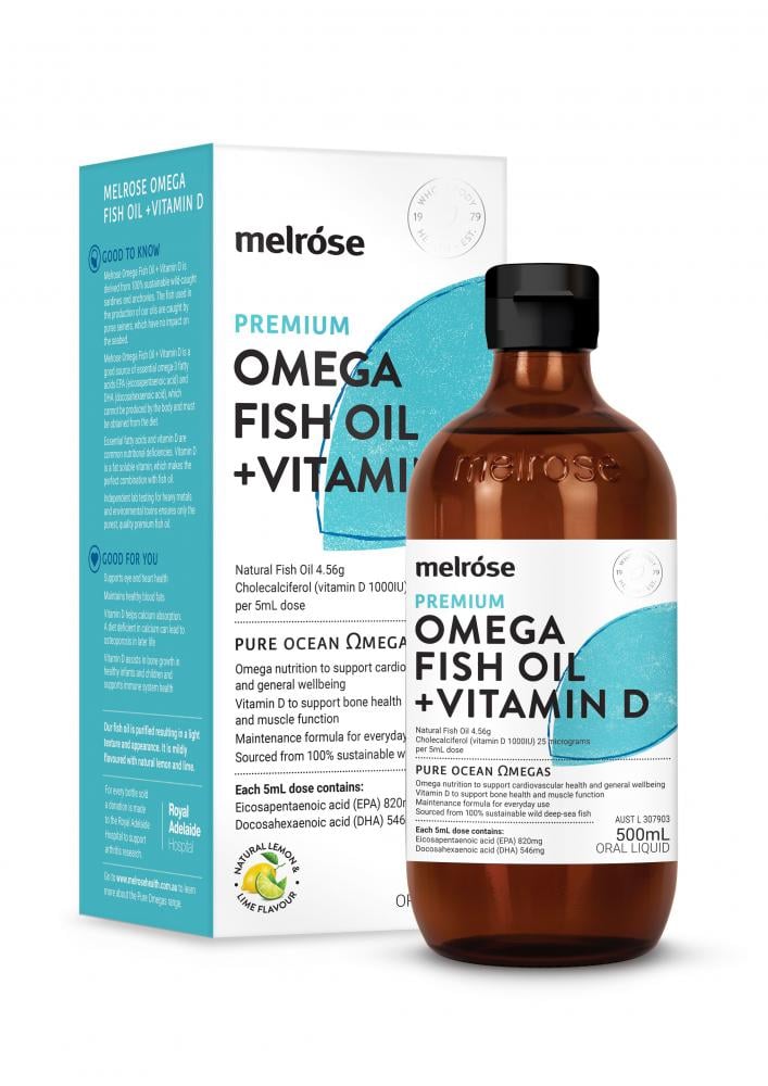 Melrose Premium Omega Fish Oil + Vitamin D Oral Liquid 500 ml