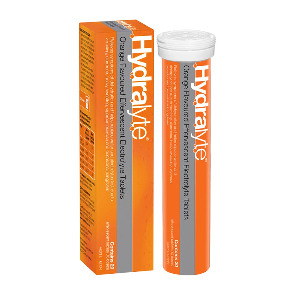 Hydralyte Effervescent Electrolyte Orange 20 Tablets