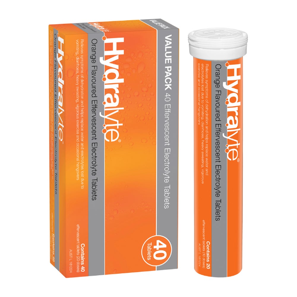Hydralyte Effervescent Electrolyte Orange 40 Tablets
