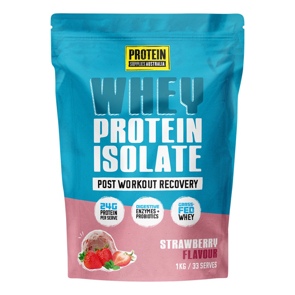 Protein Supplies Australia Whey Protein Isolate WPI Powder Strawberry 1 kg