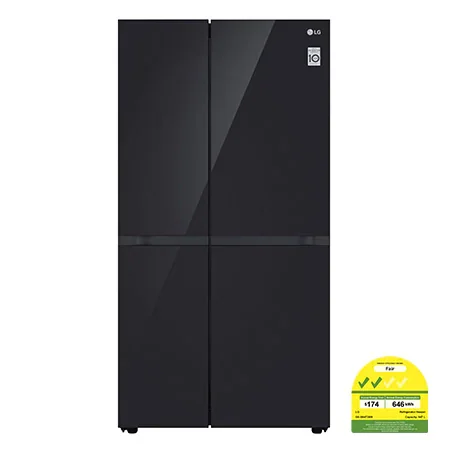 LG 647L side-by-side-fridge with Smart Inverter Compressor in Black Glass Mirror - GS-B6473BM