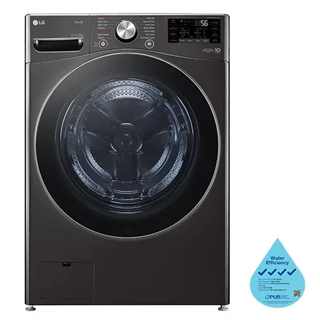 LG 21/12kg, AI Direct Drive Front Load Washer Dryer in Black Steel - F2721HVRB