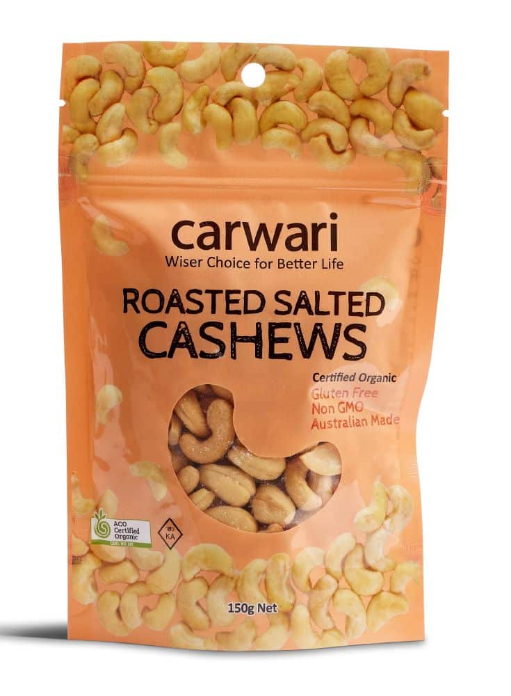 Carwari Organic Cashews Salted Roasted 150g