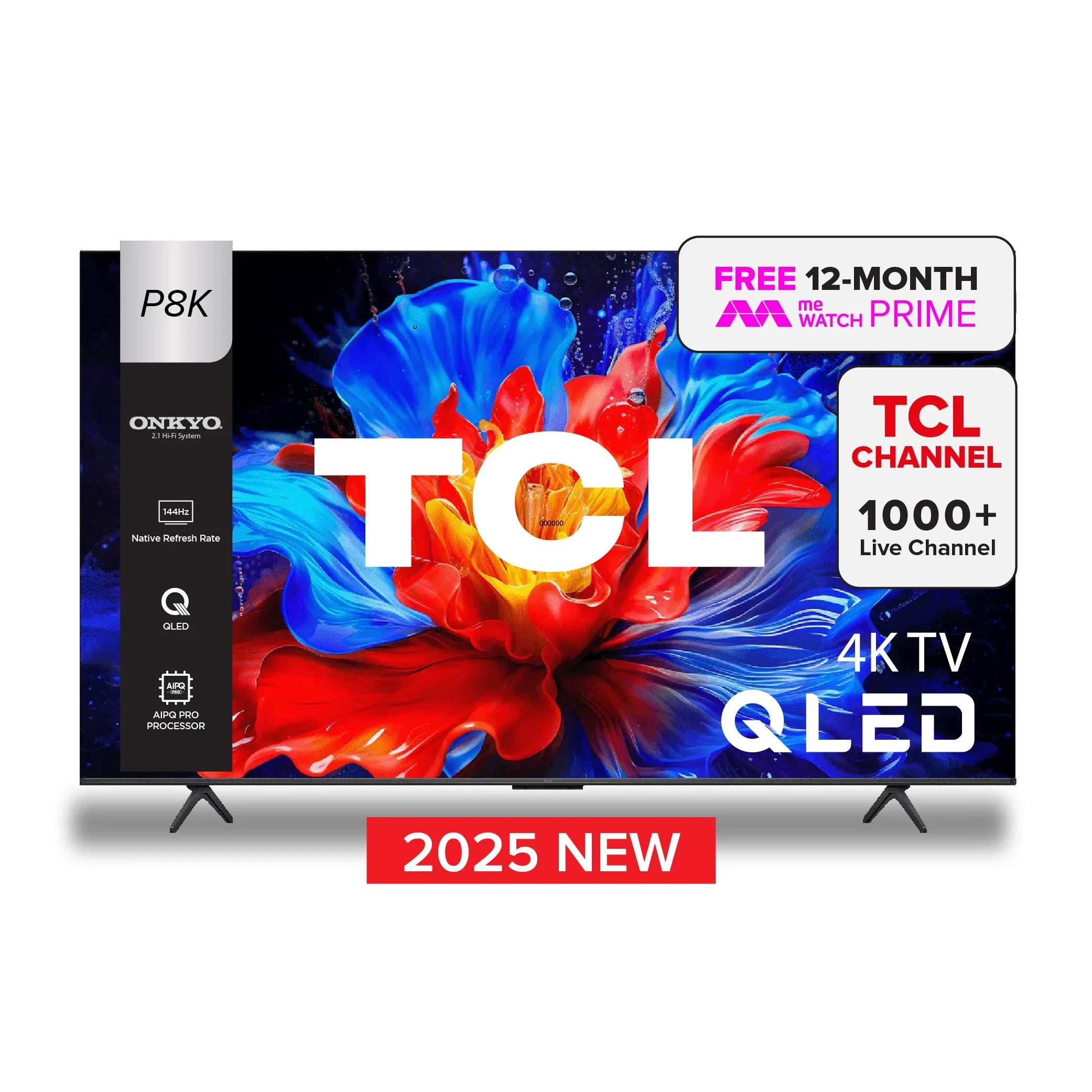 2025 NEW | TCL P8K QLED TV | 55 65 inch | 144Hz Native Refresh Rate | AI Smart Google TV
