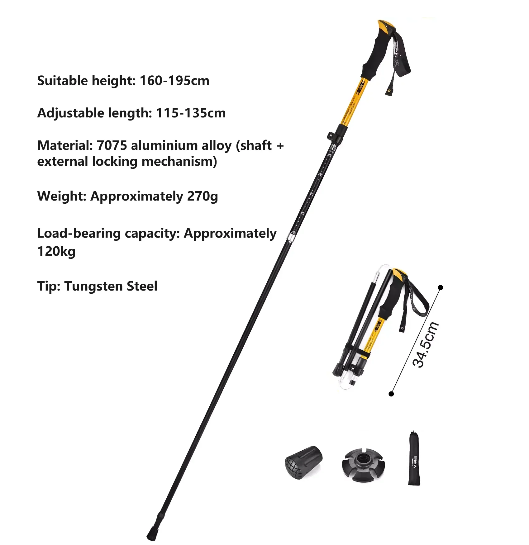 ECOTREK Hiking Poles Foldable 110–135 cm – 7075 Aluminium Trekking Poles